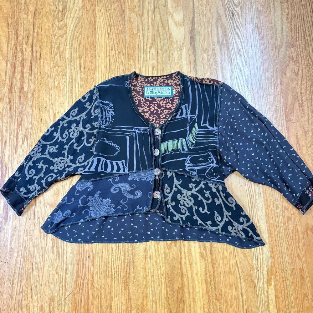 NOTHING MATCHES VTG Multicolor Button Closure Top 3/4 Sleeve Womens Size 2